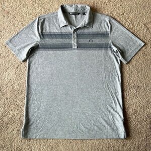 Travis Mathew Grey Stripe Polo Golf Shirt